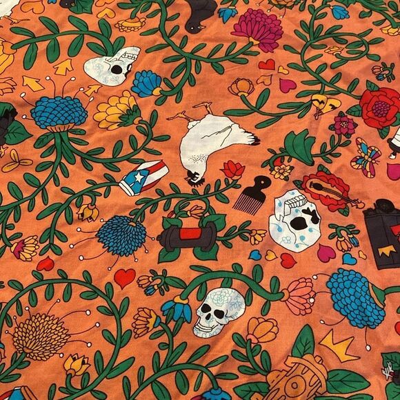 Roberto Lugo All Gender Floral Skulls and Trucks rayon Button Down Shirt Size 3x - Picture 9 of 11